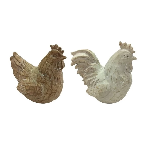 Kakas, tyúk, poly, barna, bézs, 12x7x12 cm, 2 féle