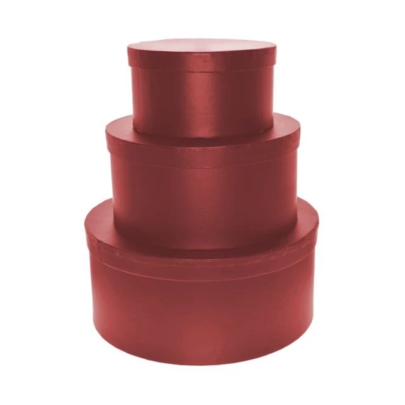Kalapdoboz kerek papír 25cm,20cm,15cm bordó 3 db
