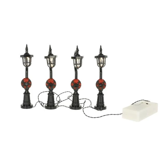 Kandeláber minifüzér koszorúval (4) LED-es műanyag 12,5 cm fekete