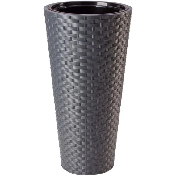 RATTANA SLIM kerek műanyag kaspó ültető betéttel antracit 30 cm