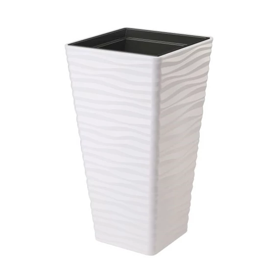 Kaspó SAHARA slim szögletes ültető betéttel 35 műanyag 34x64 cm fehér