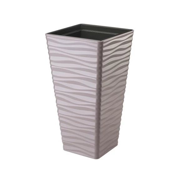 Kaspó SAHARA slim szögletes ültető betéttel 35 műanyag 34x64 cm barna