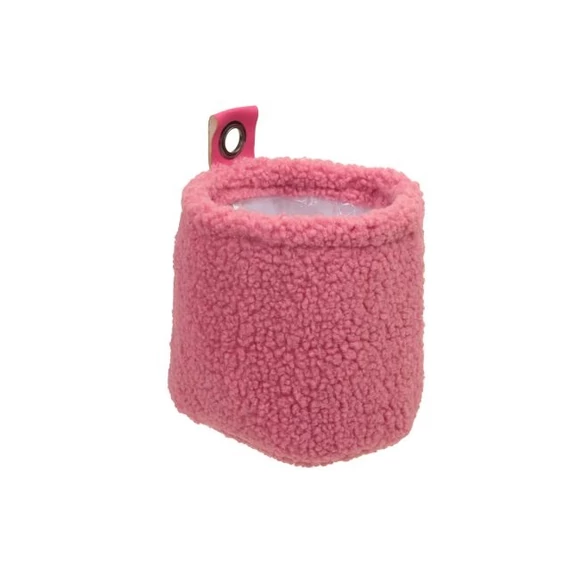 Textil kaspó bélelt akasztós 12x12 cm pink