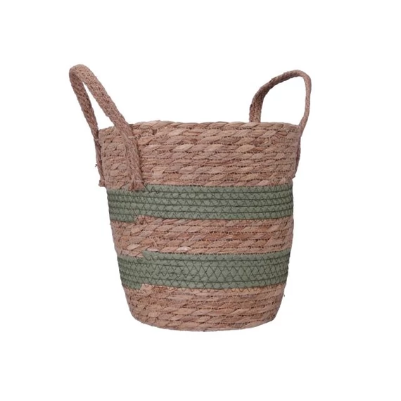 Bélelt füllel rattan kaspó, 23x24 cm, natúr-zöld