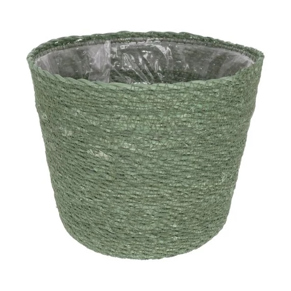 Kaspó fonott bélelt 28x27cm sötétzöld 6 db