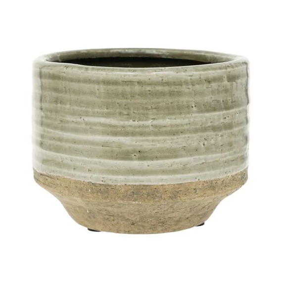 Kaspó kerámia 15,5x15,5x12,5 cm zöld, bézs