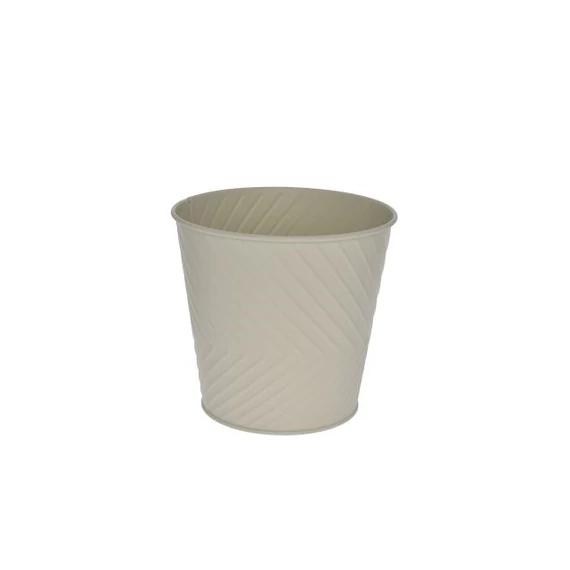 Fém kaspó kerek domború mintával 14x10x12,6 cm krém