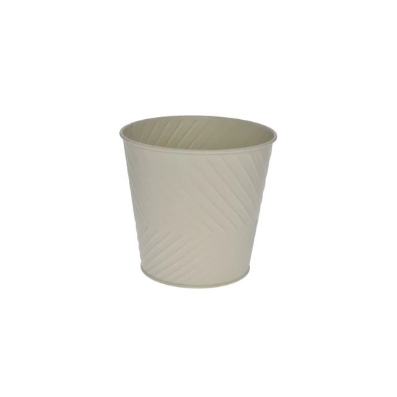 Fém kaspó kerek domború mintával 15,5x11,5x14,6 cm krém
