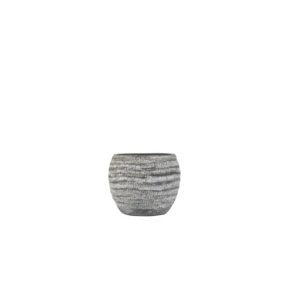Kerek kerámia kaspó, 19x16 cm, szürke