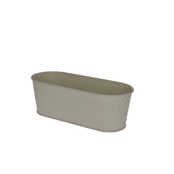 Fém kaspó ovális domború mintával 27,5x11x24,5x8,7x9,4 cm krém