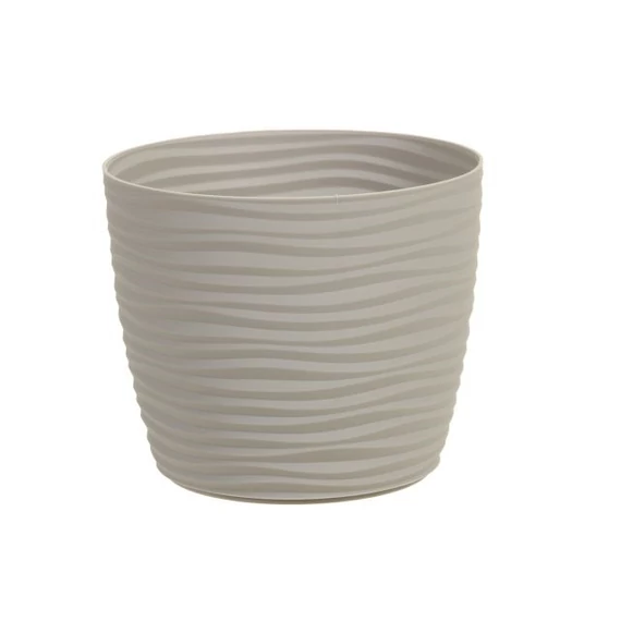 Kerek műanyag kaspó SAHARA, szürke, 11 cm