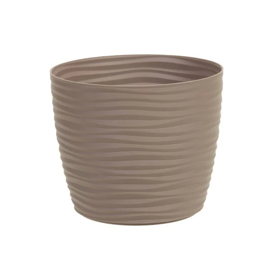 Kerek műanyag kaspó SAHARA, taupe, 11 cm