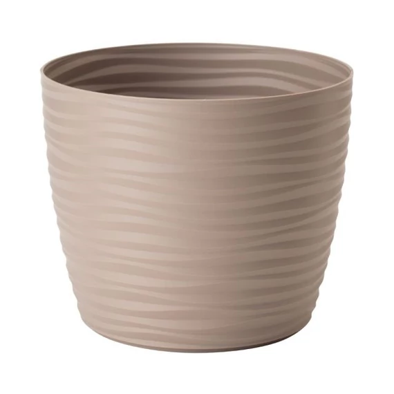 SAHARA kerek műanyag kaspó taupe 19x16 cm
