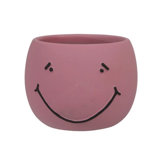 Kaspó smiley cement rózsaszín 12x9 cm