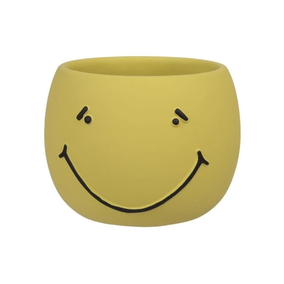 Kaspó smiley cement sárga 12x9 cm