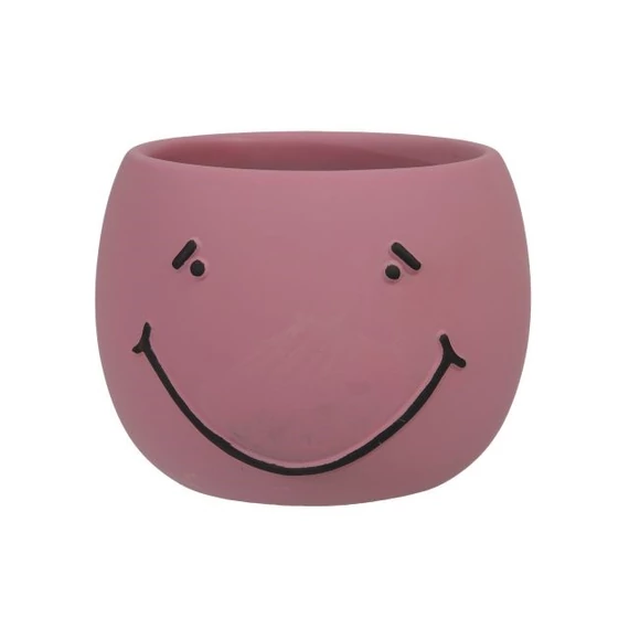 Kaspó smiley cement rózsaszín 14x11 cm