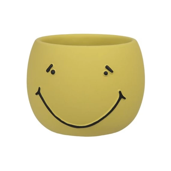 Kaspó smiley cement sárga 14x11 cm