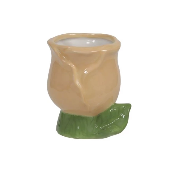 Kaspó kerámia tulipán forma barack, zöld 8,5×10 cm