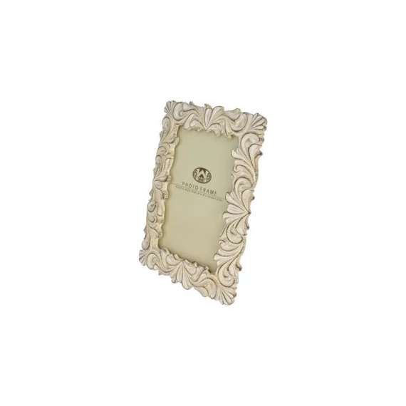 Faragott mintás poly képkeret, 15x20,3x1,8 cm, natúr