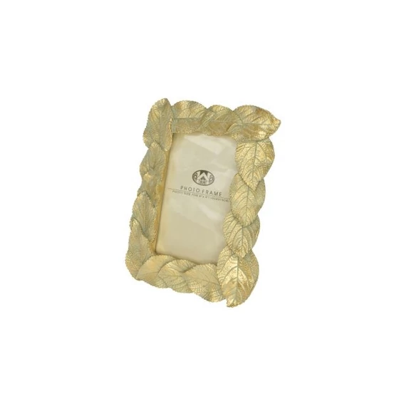 Levél mintás poly képkeret, 17x21,5x2,5 cm, arany