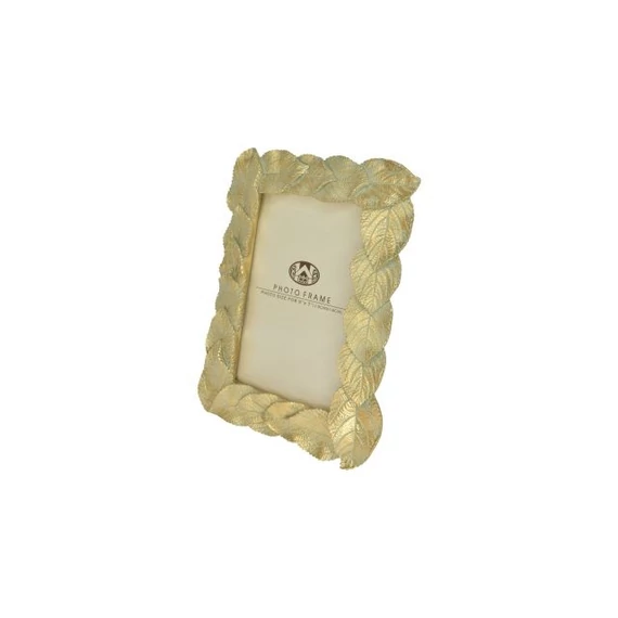Levél mintás poly képkeret, 19,3x24x2,3 cm, arany