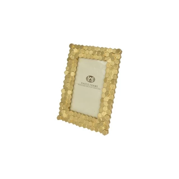 Méhsejt mintás poly képkeret, 16,3x21,5x1,5 cm, arany