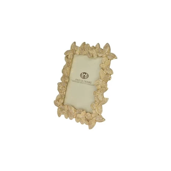 Pillangó mintás poly képkeret, 20x25,2x2,5 cm, arany