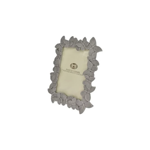 Pillangó mintás poly képkeret, 20x25,2x2,5 cm, szürke