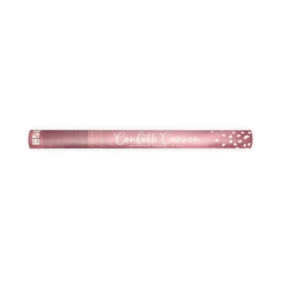 Konfetti ágyú szíves műanyag 60cm rosegold