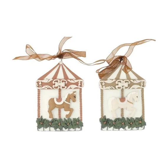 Mályva-krém poly körhinta lóval, akasztós, 6x1,5x9 cm (2 féle)