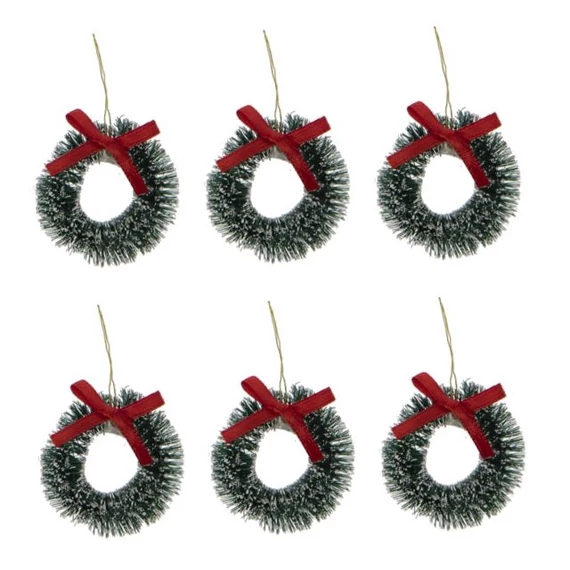 Koszorú mini műanyag, fém, 3,8 cm, zöld, 6 db