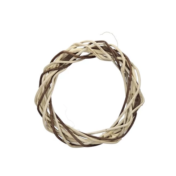 Vessző koszorú, 10 cm, barna, natúr, 10 db