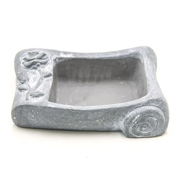 Kőtál rózsás cement 18x12x5 cm szürke
