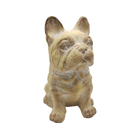 Ülő bulldog kutya, magnézia, bézs, 25x19x31 cm