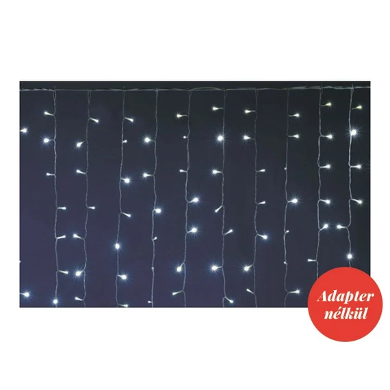 LED-es fényfüggöny, 2x3 m, 600 LED, sorolható, kültéri, beltéri, hidegfehér