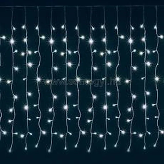 LED-es fényfüggöny, kül- és beltéri kivitel, 2x1 m, 21 füzér, 210 db hidegfehér LED