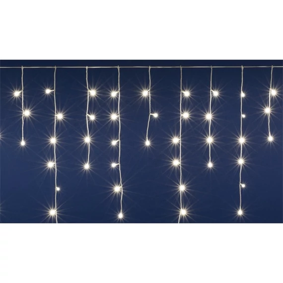 LED-es sorolható fényfüggöny, jégcsap, 400 LED, melegfehér, 10 m