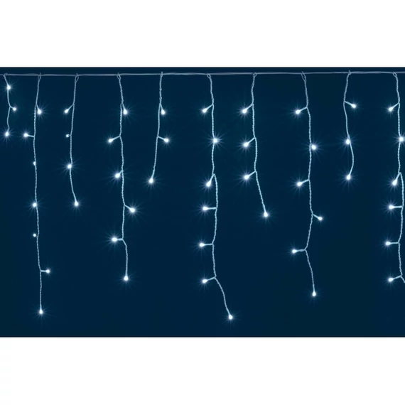 LED-es sziporkázó fényfüggöny, kültéri, 300 LED, melegfehérek között villogó hidegfehérek, 5x5 m