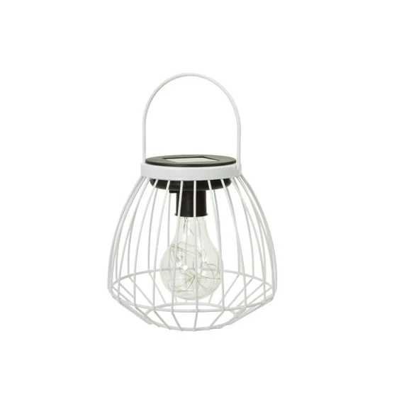 Lámpás fogantyúval LED-es szolár fém 16,5x15 cm fehér