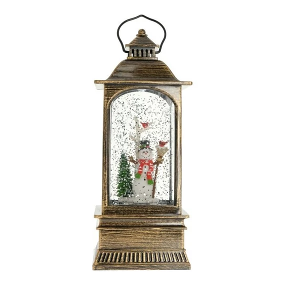 Zenélő lámpás, LED-es, USB-vel, barna, 22x7 cm