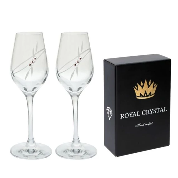 Üveg likőrös pohár Swarovski kristállyal átlátszó 75 ml 6 db