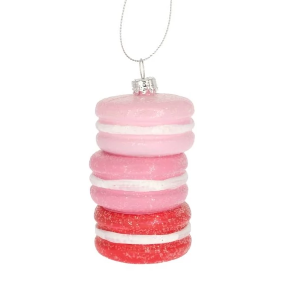 Akasztós macaron figura, 5,4x5,4x8,3 cm, rózsaszín