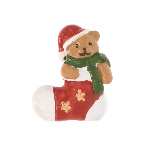 Öntapadós maci zoknival, 4x3,3x1,2 cm, piros, 4 db