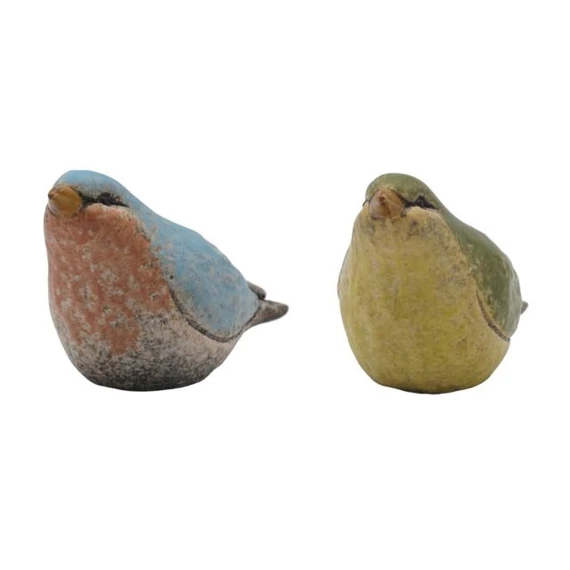 Kerámia madár, kék, zöld, 12,6x5x6,3 cm, 2 féle