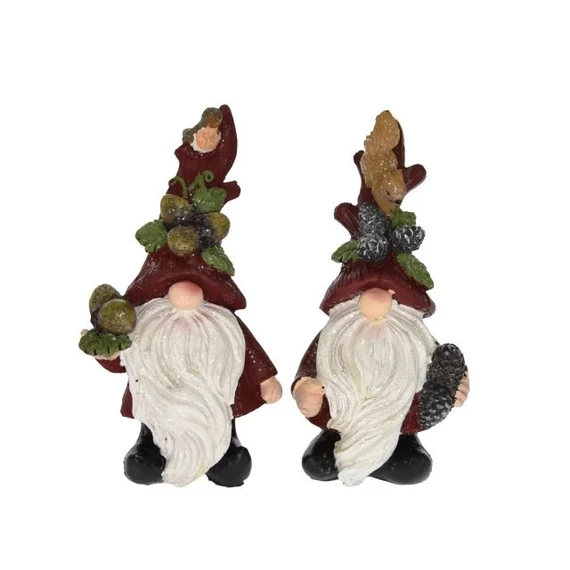 Álló manó figura, 6,5x6,5x13 cm, bordó és fehér (3 féle)