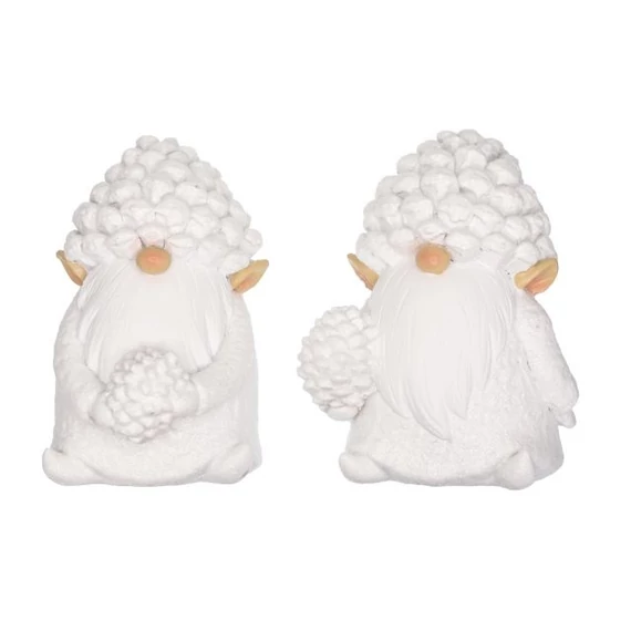 Glitteres manó tobozzal, poly, fehér, 9,5x8x13 cm, 2 féle