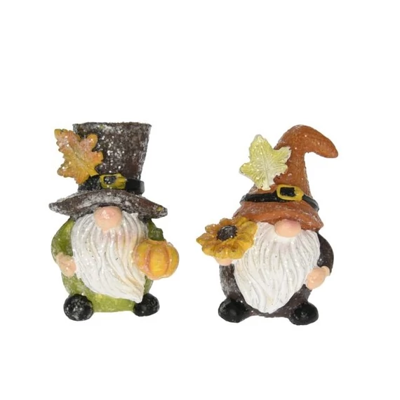 Manó virággal és tökkel, 4,5x3,5x6,5 cm, barna és narancs (2 féle)