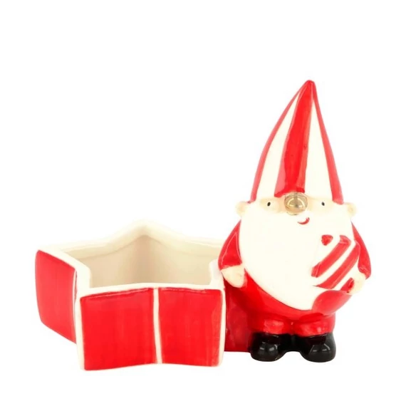Mécsestartó mikulás figurával porcelán 12x8,3x9,5 cm piros, fehér 