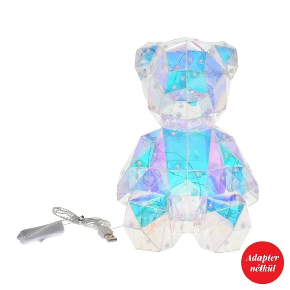 Irizáló LED-es műanyag medve 25 cm