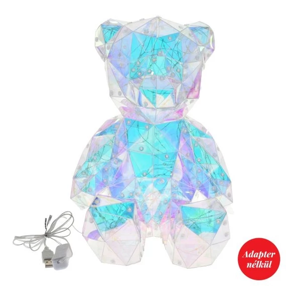 Irizáló LED-es műanyag medve 30 cm